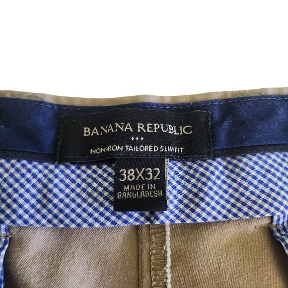 Banana Republic Factory Mens Non Iron Tailored Slim Fit Chino Pants Size 38 X 32 - Picture 8 of 14